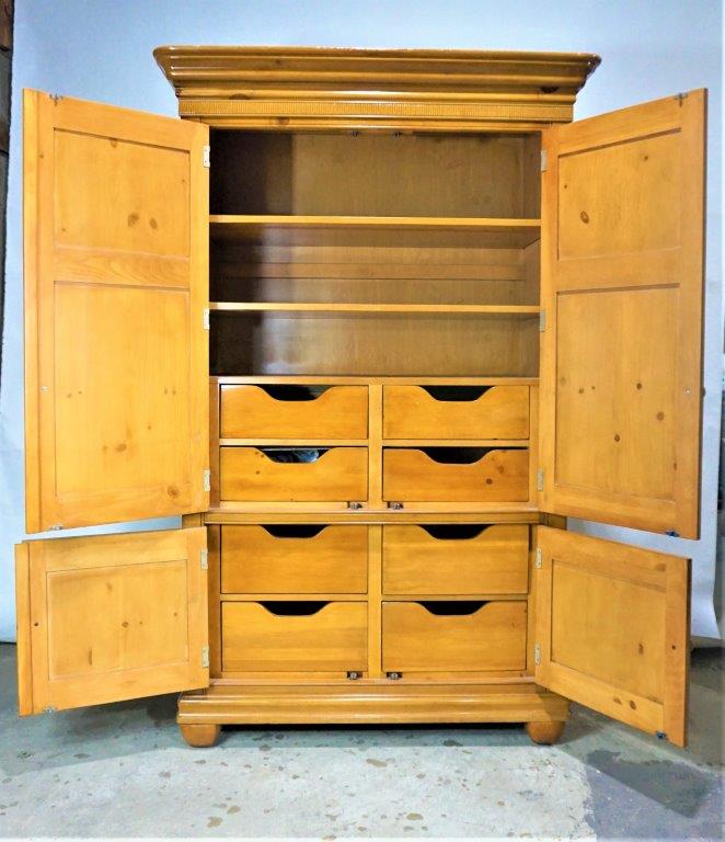 Tan Finished Wood Armoire
