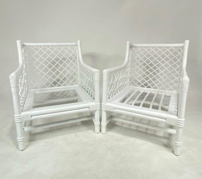 Vintage Rattan White Lounge Chair